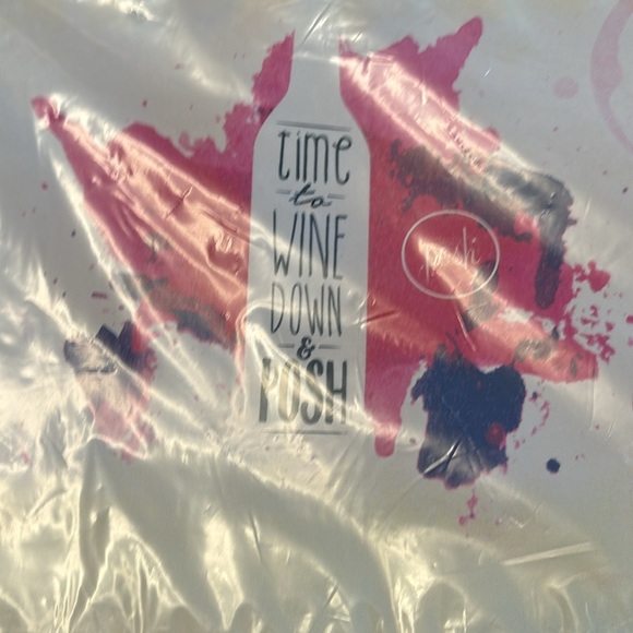 Perfectly Posh - TIME TO WINE DOWN & POSH canvas pouch NIB - Picture 2 of 2